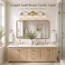 4-Light Bathroom Light Fixture Over Mirror, Gold Brass Vanity Light with Crystal Shade, Modern Bathroom Lighting, Crystal Wall Sconce for Bathroom, Powder Room, Hallway, E26 Base