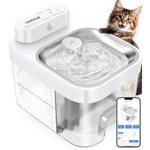 HAPAW Cat Water Fountain, App Monitoring Wastewater Separation Pet Water Fountain, No Filter, 5000mAh Battery & Plug-in, 3L/101oz Smart Wireless Automatic Water Dispenser for Cats Indoor, 2.4G Wi-Fi