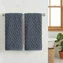 Artoid Mode 2 Pcs Grey 3D Diamond Grid Jacquard Hand Towels for Bathroom, 100% Cotton Soft Absorbent Bathroom Decor Towels, 13.7 x 29.5 Inch