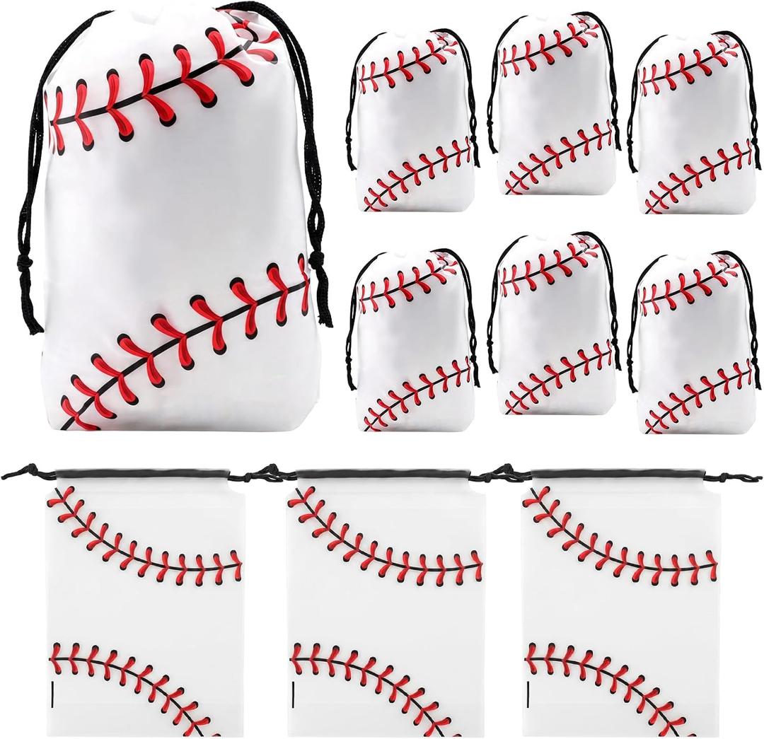 3 x 10 Pcs 6 x 8 In Drawstring Baseball Themed Party Favor Snack Goodie Bags, 1 Count