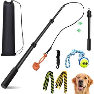 Flirt Pole for Dogs, Interactive Toys Tug-of-war for Pet, Durable Teaser Wand, Chase Toys with Rope Chewing Sticks, for Outdoor Exercise & Training (2 switch-40.2Inch)