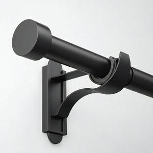 ROTHLEY Long Curtain Rods for Windows 66 to 120 Inch Extendable Heavy Duty Black Curtain Pole 1 Inch Diameter Decorative Curtains Rod Drapery Rods For Bedroom With Klick Fit Brackets-Stud Finial