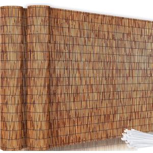 Bamboo Reed Fencing, Light Russet Bamboo Fence Rolls 4 Feet High, Decorative Reed Screen Privacy Curtains for Patio Balcony Garden Backyard Outdoor, 4 x 16 FT (2 Pcs)