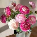 Artificial Peony Flowers Ranunculus Fake Flowers 6pcs Summer Flowers Peonies Bouquet for Home Decoration Silk Flowers Peony Arrangements (Pink)