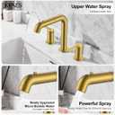 KENES Brushed Gold Pull Down Bathroom Faucet, 8 Inch 2 Handle Widespread Bathroom Faucet 3 Hole with Pull Out Sprayer, Bathroom Sink Faucet with Pop Up Drain & Supply Lines LJ-9058A-4