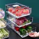 Diskary Fridge Organizer, Stackable Refrigerator Organizer Bins, Reusable Food Storage Containers, Fridge Drawer Organizer in Home Kitchen, Barbecue Shop, Restaurant, BPA-Free (2 Drawers, Large) Transparent