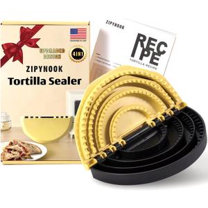 Deluxe 4-in-1 Tortilla Sealer Set with Recipe & Elegant Gift Box -Tortilla Crimper Sealer-Crimper Tortilla-Perfect for Tacos Quesadillas Crimper-Dishwasher Safe-BPA-Free
