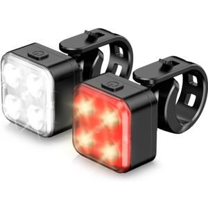AKALE Rechargeable Bike Light Set, LED Bicycle Lights Front and Rear, 650mah Lithium Battery, Bike Headlight, IPX4 Waterproof, Easy to Install for Men Women Road