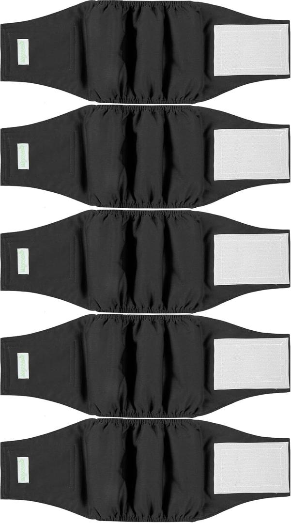 wegreeco Small Dog Diapers Male,Reusable Belly Bands for Male Dogs,Washable Doggie Puppy Male Diapers Wraps,Medium Large Size (5 Pack Small, Black)