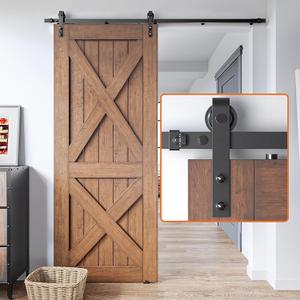 10FT Single Sliding barn Door Hardware kit, Barn Door Track, 1/4 Thick Material- 5FT-10FT  Smooth and Quiet- Easy to Install- Black