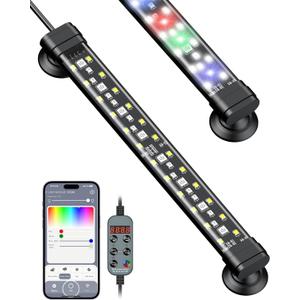 Pawfly Aquarium Light with Bluetooth for Plants, 5W 8 inch Full Spectrum Fish Tank Light for 8-15 inch Fish Tanks, Submersible LED Lights with App Control, Timer Modes & Adjustable Brightness