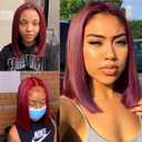 Short Burgundy Bob Wig Human Hair 13x4 HD Lace Front Bob Wig Human Hair