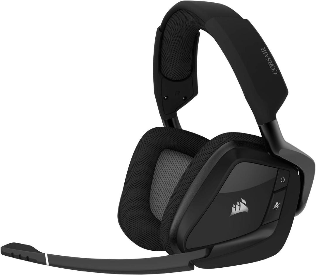 CORSAIR VOID RGB ELITE Wireless Gaming Headset  7.1 Surround Sound  Omni-Directional Microphone  Microfiber Mesh Earpads  Up to 40ft Range  iCUE Compatible  PC, Mac, PS5, PS4  Carbon (Black)