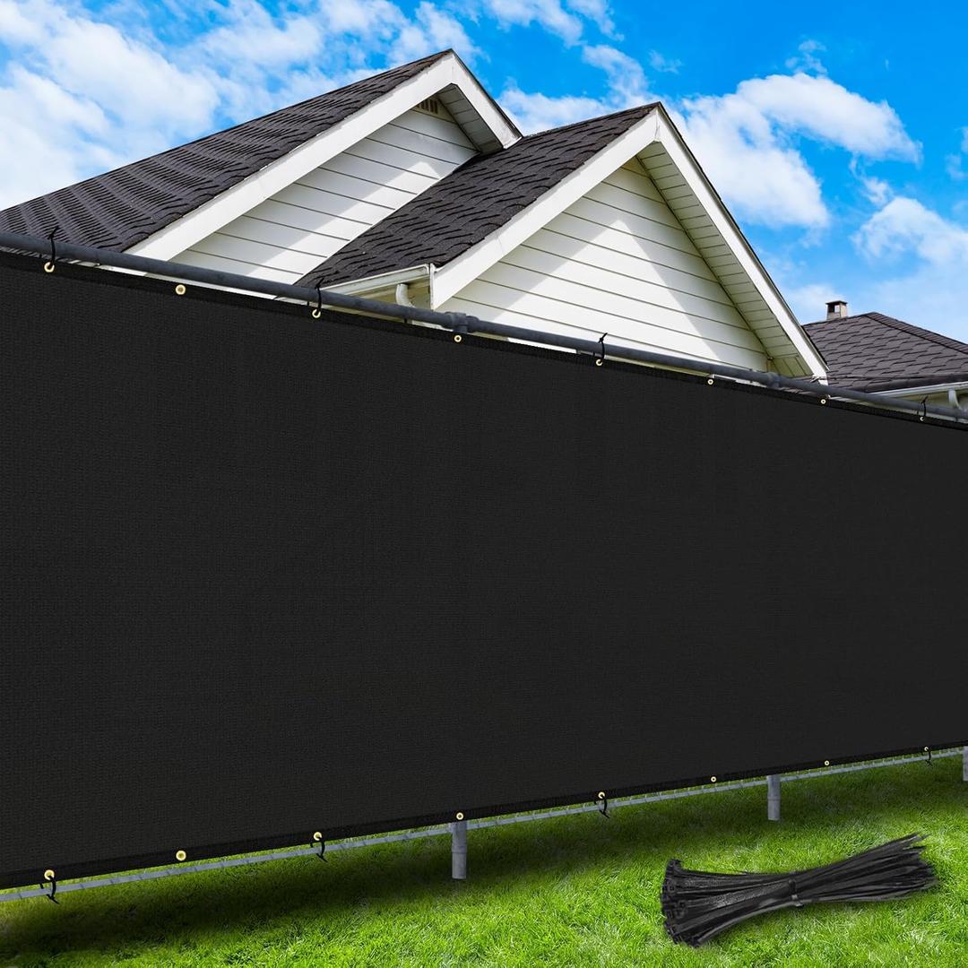 6'X50' Privacy Screen Fence Heavy Duty 220 GSM Windscreen & Dustproof Fence 98% Visibility Blocking Ideal for Fencing Patios, Pool, and Creating Intimate Outdoor Spaces,Black