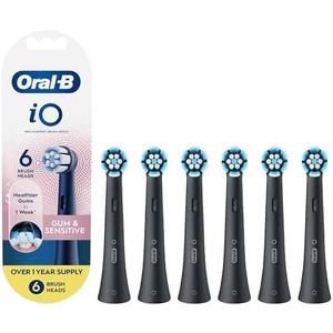 Oral-B iO Gum & Sensitive Replacement Heads, Electric Toothbrush Brush Heads, Black, 5 Count