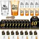 50 Sets 40th Birthday Party Favors for Guests Souvenir Short Glasses Cheers to 40 Years Acrylic Clear Shot Glasses Thank You Tags with Organza Bags Twine for Anniversary Wedding Shower