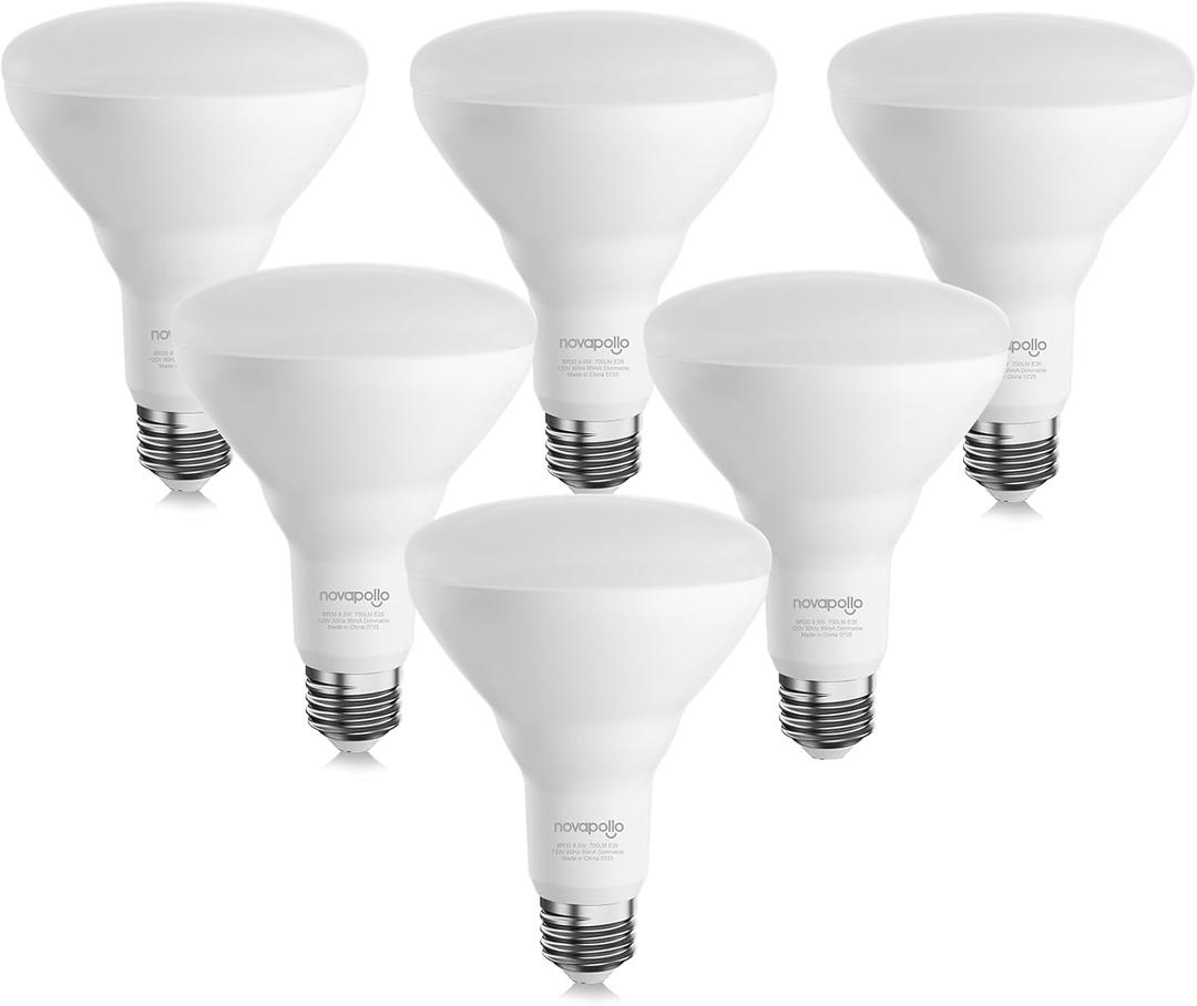 Dimmable LED Bulbs,BR30 Flood Light Bulbs, CRI80 8.5W Equivalent 65W 2700K Soft White 700 Lumens, 25000 Lifetime Hours Recessed Light Bulbs, E26 Base LED Can Light Bulbs, 6 Pack