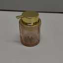 Glass Foam Soap Dispenser for Kitchen & Bathroom - Refillable Lotion Dispenser with Large Gold Pump (Leaf Pattern-Pink)