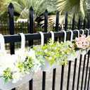 10" Hanging Flower Pots, Pack of 8 White Metal Outdoor Patio Balcony Planter, Railing Planters Fence Pot with Detachable Hook & Drainage Hole for Small Plants (White, 8Pcs)