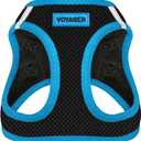 Best Pet Supplies - All Weather Mesh/Plush, Reflective, No Pull Harness for Small, Medium Dogs, Cats - Secure with Hook & Loop Fastener, Buckle, Double D-Rings - Black/Blue Trim, L (L (Chest: 18 - 20.5"))