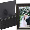 50Pack Paper Picture Frames with Easel 5X7 Inch Cardboard Photo Frame Cards Bulk Paper Photo Frame for Mother's Day Father's Day Graduation Wedding Birthday Classroom DIY- Black with Gold Trim