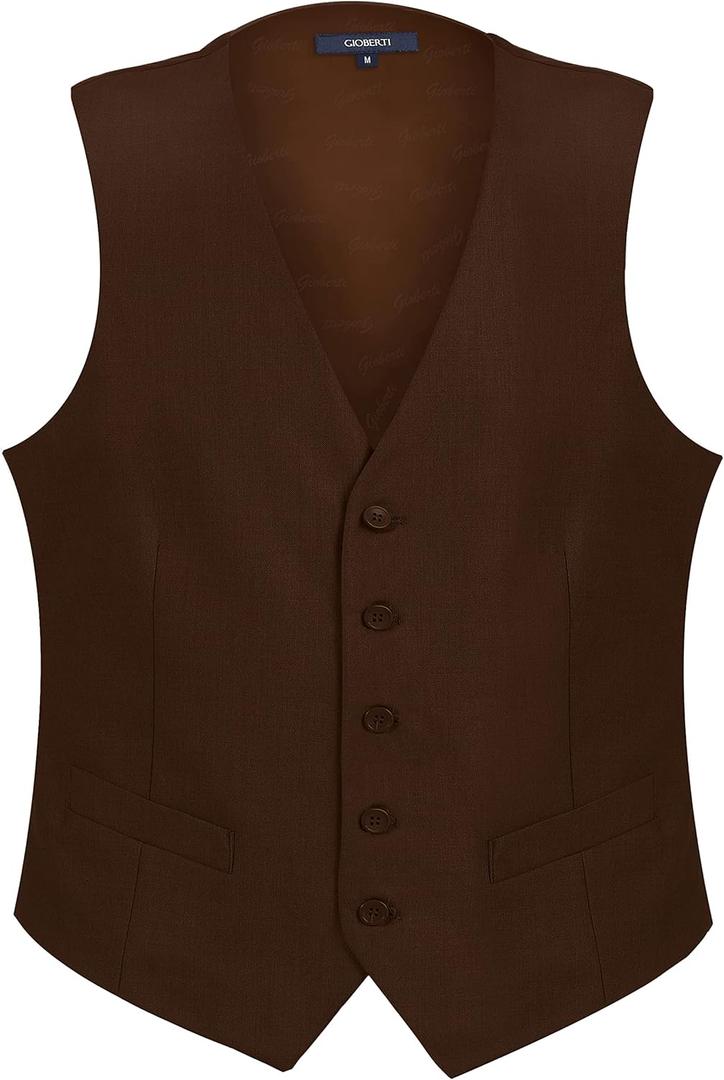 Gioberti Men's Formal Suit Vest Fit for Business or Casual Dress (XX-Large, Brown)