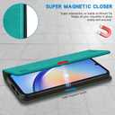 ZZXX for Samsung Galaxy A35 Wallet Case Strong Magnetic 6.6 inch,Lake Blue