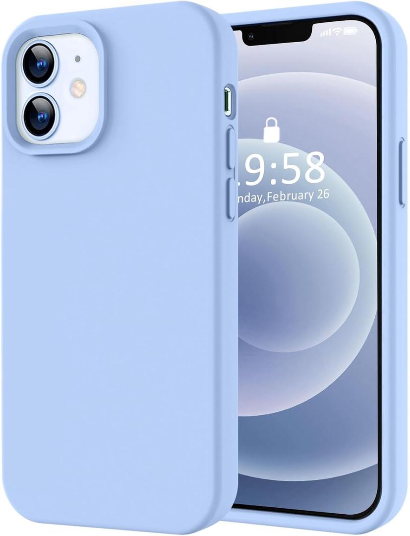 LOVE 3000 Designed for iPhone 12 Case/iPhone 12 Pro Case, Premium Silicone with [Soft Anti-Scratch Microfiber Lining] Shockproof Protective Phone Case for Men Women Girls 6.1", Light Blue