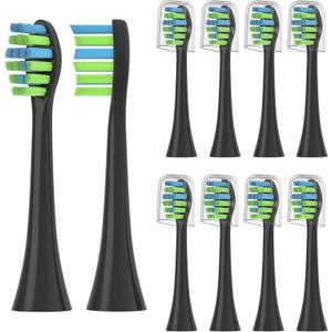 10 Pack Toothbrush Replacement Heads Compatible with 7AM2M AM100/AM105/AM110 Electric Toothbrush, Soft Brush Bristles, Black