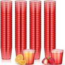 Tioncy 80 Pcs Neon Plastic Shot Glasses 1 oz disposable shot glasses colored Mini Party Drinking Cups for Cocktail Whiskey Wine Birthday Christmas New Year Party(Red)