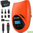 Tonsim Rechargeable Paddle Board Electric Pump, 20 PSI SUP Pump with 4 Preset Modes, Dual-Stage Inflation & Deflation, 12V DC Car Connector, Auto Shut-Off for Paddle Boards, Kayaks and Tents