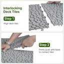 Rovibek 60PCS Plastic Interlocking Deck Tiles, 12"x12" Pebble Deck Tiles, Patio Flooring Outdoor Waterproof, Non-Slip, Indoor & Outdoor Use for Balcony Balcony Bathroom Backyard, Gray
