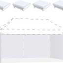 Acepic 10x20ft Sidewalls with Zipper for 10x20 Pop up Canopy Tent Frame, Waterproof UV Protection, Provide Shelters for Outdoor, Party, Market, White (4PCS Sidewalls Only, Not Included Frame and Top)