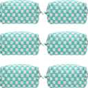 PAZIMIIK Checkered Makeup Bag for Purse Portable Zipper Make Up Pouch Small Cosmetic Case for Travel Accessories (6PCS Arctic Blue)