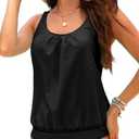 Yonique Womens Blouson Tankini Top No Bottom Loose Fit Swim Top Modest Tank Top, Size: 8