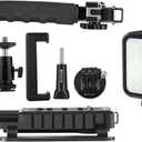 PULUZ U/C Shape Video Action Stabilizing Handle Grip Handheld Stabilizer Kit with Phone Clamp + LED Studio Light for Canon Sony Nikon Cameras and Home DV Camera Smartphones