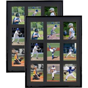 Trading Card Display Frame for 9 Standard Cards, 2 Pack, UV Protection, Black Pasted Double Mats, Sports Card Collector Wall Display, Holder for Baseball Basketball Football Hockey Standard Cards