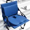 Everlasting Comfort Stadium Seats with Back Support - Adjustable Memory Foam Bleacher Chairs with Back and Cushion, Portable, Easy Folding Stadium Seat Cushion with Storage Pocket (16 inches x 17 inches x 15 inches, Blue)