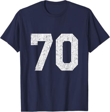 Jersey Uniform Number #70 Athletic Style Sports Graphic T-Shirt (Small)