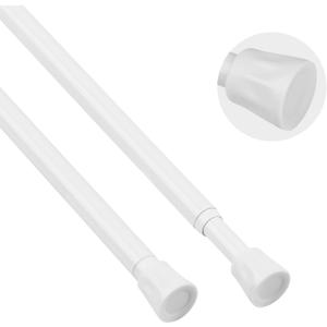 TYRON Spring Tension Curtain Rod 17 to 28 Inch, Adjustable Pressure Curtain Rod Tension, Window Rods for Curtains, Kitchen, Basement, Bathroom, RV (White, 2 Pack)