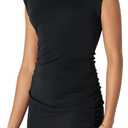 Amazon Essentials Women's Slim-Fit Extended-Sleeve Ruched Matte Jersey Top (Skirt Sold Separately) (XX-Small, Black)