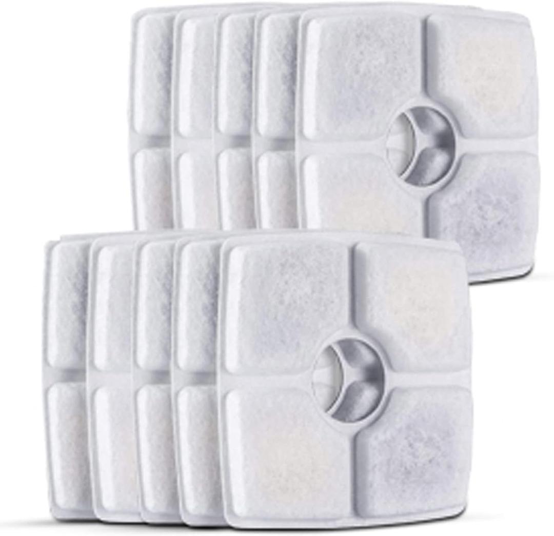 Cat Water Fountain Filters,10 Pack Replacement Filter Fit for Top Square 84oz/2.5L Cat Pet Fountain, 3 Filtration System