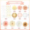 Happy Birthday Decorations for Women Girls - Gold Boho Birthday Banner, Tissue Pom Poms Fans, Swirls, Dots Garland, Paper Lanterns and Tassels - 20pcs Neutral Retro Rustic Birthday Party Supplies