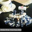 17cm Doll Clothes Set with Fashion Accessories - Premium Luxury Baby Doll Outfits & Designer Clothes Bundle, Unique Fashion Style Dresses with Hat & Pearl Necklace & Bag Accessories(Blue)