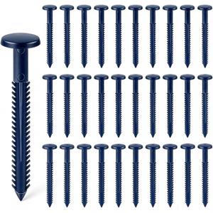 30Pcs 3 Inch Vinyl Shutter Fasteners, Window Shutter Panel Pegs Shutter Screws Lok Pins Plastic Shutter Spike Anchors for Installing Decorative Exterior Wood Aluminum Vinyl Shutter (Classic Blue)