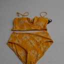 ZAFUL Women Ribbed Keyhole Tied High Waisted Bikini Spaghetti Straps Two Pieces Swimsuit Bathing Suit m