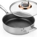 Hybrid Nonstick 3.5-Quart Sauté Pan,Frying Pans Nonstick with Lid,PFAS PFOA PTFE Free,Stay-Cool Handle,10 Inch Deep Frying Pan,Dishwasher-Friendly, Oven Safe, Compatible with All Cooktops