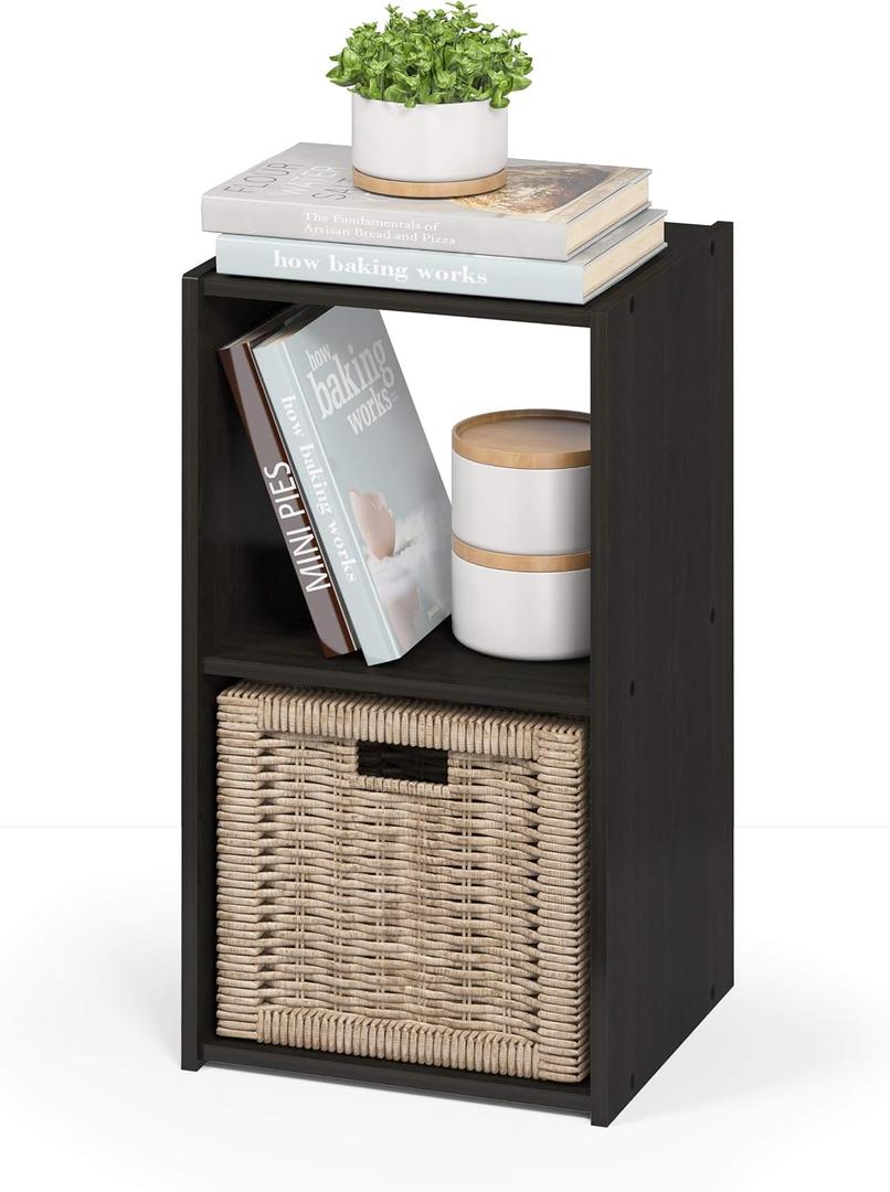 Furinno Pelli Cubic Storage Cabinet, 2x1, Espresso, 2-Cube