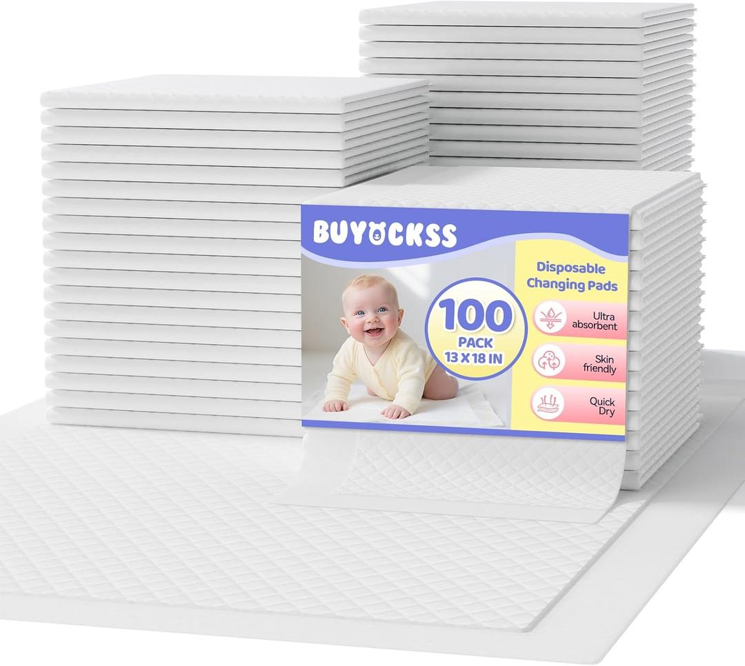 Disposable Changing Pad Liners 100 Count  13x18 Inches Ultra Soft Super Absorbent Waterproof Baby Diaper Changing Pads White  Leak Proof Baby Changing Mat Liners for Home & Travel