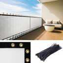 Royal Shade 3' x 10' White Balcony Privacy Screen Apartment Above Railing Porch Patio Fence Windscreen Cover Netting Mesh Fabric Cloth - Cable Zip Ties Included (We Make Custom Size)